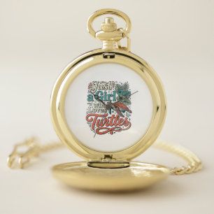 Just a Girl Who Loves Turtles Vintage Shirt Design Pocket Watch