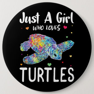 Just a Girl Who Loves Turtles Watercolor Sea Ocean Button
