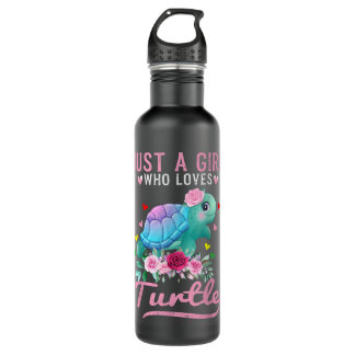 Just A Girl Who Loves Turtles Watercolor Sea Ocean Stainless Steel Water Bottle