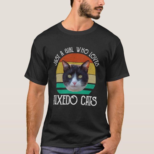 Just A Girl Who Loves Tuxedo Cats T-Shirt (Front)