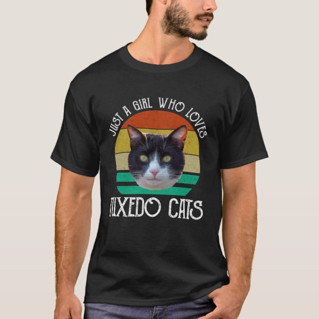 Just A Girl Who Loves Tuxedo Cats T-Shirt (Front)