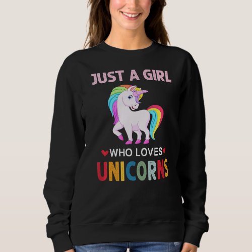 Just A Girl Who Loves Unicorns Vintage Unicorn Gra Sweatshirt