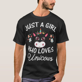 Just A Girl Who Loves Unicows Cow Unicorn Lover T-Shirt