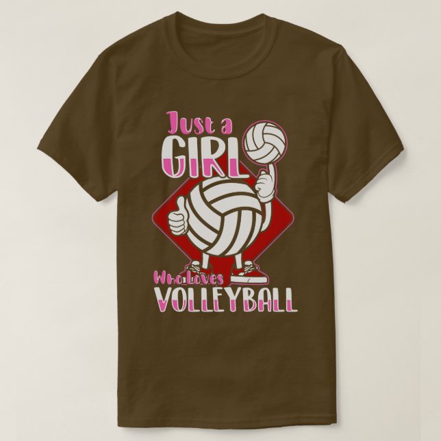 Just A Girl Who Loves Volleyball T-Shirt (Design Front)