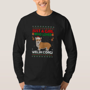 Just A Girl Who Loves Welsh Corgi Matching Christm T-Shirt