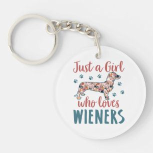 Just a Girl Who Loves Wieners Dachshund Lover Keychain