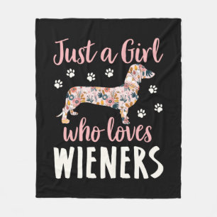 Just a Girl Who Loves Wieners Fleece Blanket