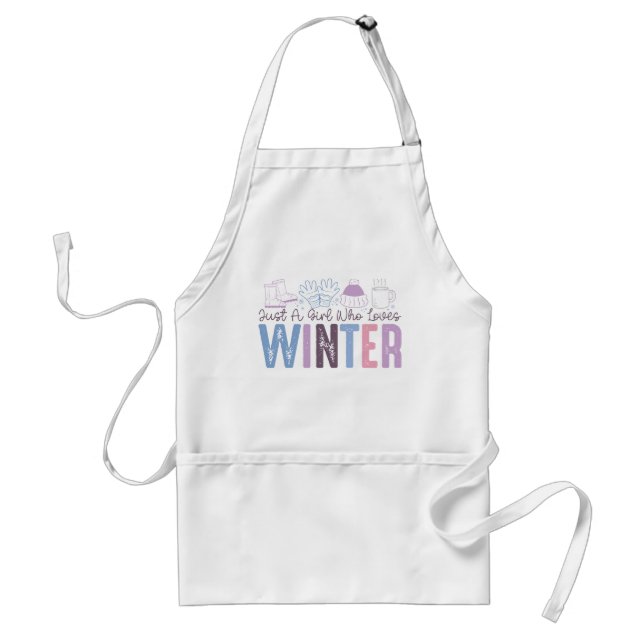 Just a Girl Who Loves Winter Cute Seasonal Design Adult Apron (Front)