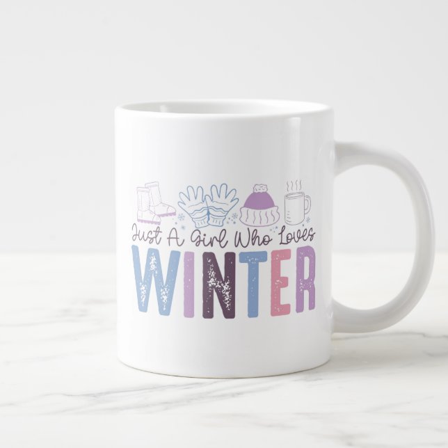 Just a Girl Who Loves Winter Cute Seasonal Design Giant Coffee Mug (Right)