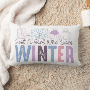 Just a Girl Who Loves Winter Cute Seasonal Design Lumbar Pillow