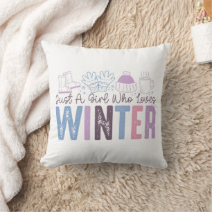 Just a Girl Who Loves Winter Cute Seasonal Design Throw Pillow