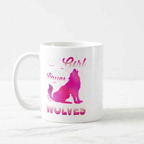 Just a Girl Who Loves Wolves 2Cute Pink Wolf Lover Coffee Mug