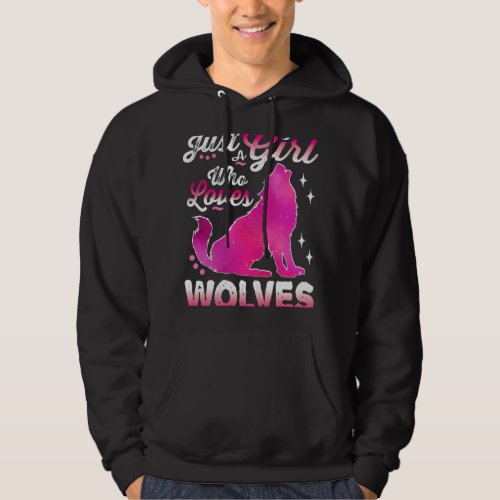 Just a Girl Who Loves Wolves 2Cute Pink Wolf Lover Hoodie