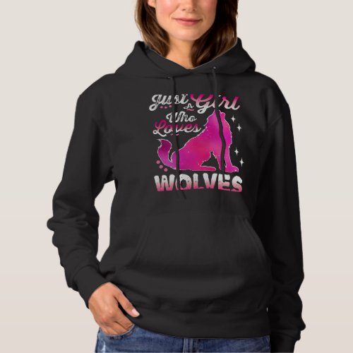 Just a Girl Who Loves Wolves 2Cute Pink Wolf Lover Hoodie