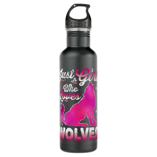 Just a Girl Who Loves Wolves 2Cute Pink Wolf Lover Stainless Steel Water Bottle
