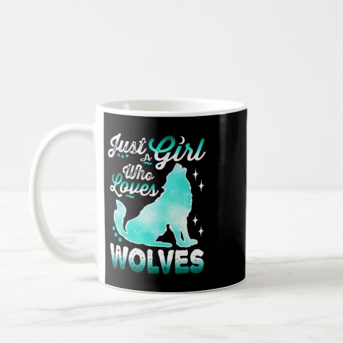 Just a Girl Who Loves Wolves 2Mint Blue Wolf Lover Coffee Mug