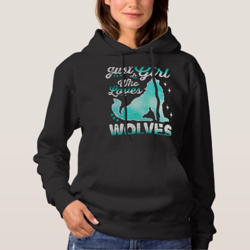 Just a Girl Who Loves Wolves 2Mint Blue Wolf Lover Hoodie