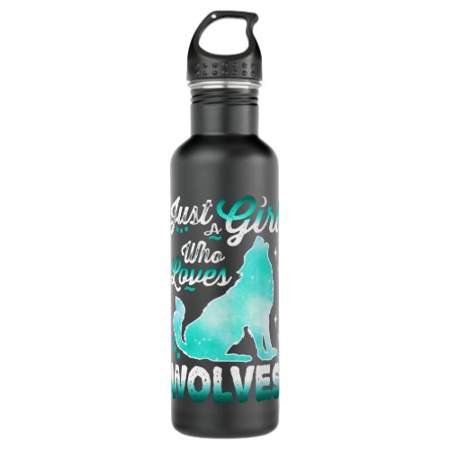 Just a Girl Who Loves Wolves 2Mint Blue Wolf Lover Stainless Steel Water Bottle