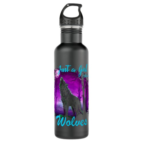 Just a Girl Who Loves wolves 2Wolf Shirt for Girls Stainless Steel Water Bottle