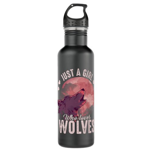 Just A Girl Who Loves Wolves Animal Women Girls Gi Stainless Steel Water Bottle