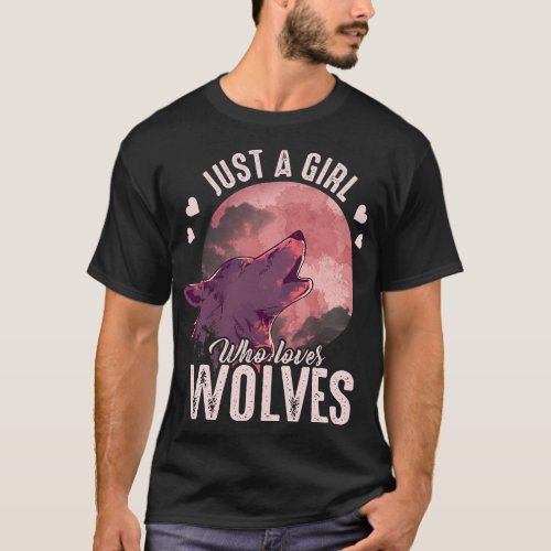 Just A Girl Who Loves Wolves Animal Women Girls Gi T_Shirt