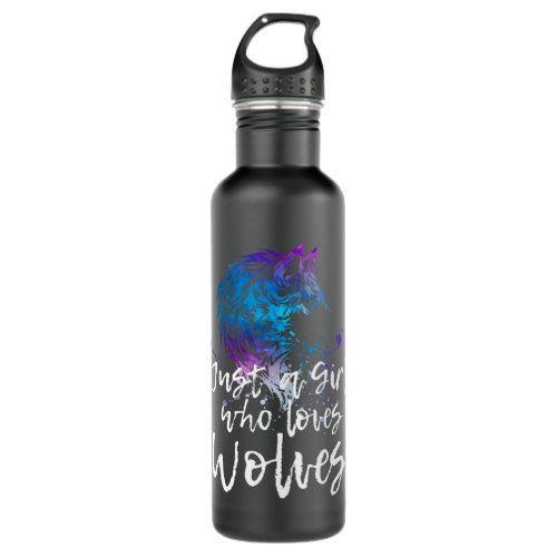 JUST A GIRL WHO LOVES WOLVES Artistic Wolf Art Gra Stainless Steel Water Bottle