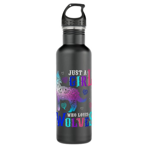 Just a Girl Who Loves Wolves Cool Watercolor Wolf  Stainless Steel Water Bottle