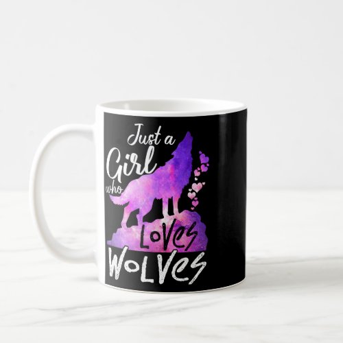 Just a Girl Who Loves Wolves Cute Watercolor Wolf  Coffee Mug