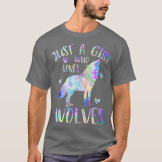 Just a Girl Who Loves Wolves Cute Wolf Lover n Gir T-Shirt