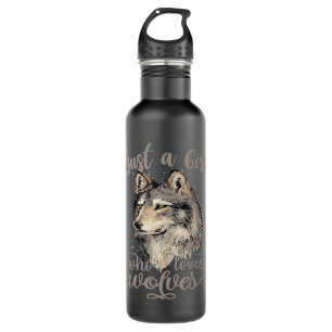Just A Girl Who Loves Wolves Cute Wolf Lover Wolf Stainless Steel Water Bottle