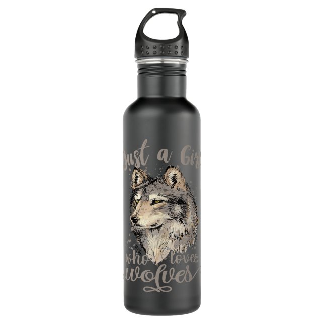 Just A Girl Who Loves Wolves Cute Wolf Lover Wolf  Stainless Steel Water Bottle (Front)