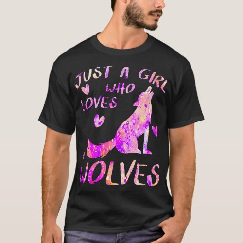 just a girl who loves wolves cute wolf lover zoo a T_Shirt