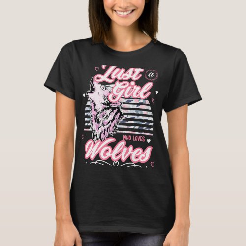 Just A Girl Who Loves Wolves Cute Wolf Lover Zooke T_Shirt