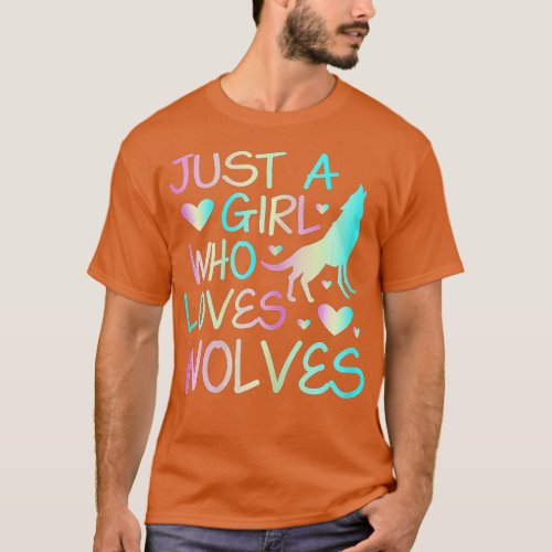 Just A Girl Who Loves Wolves Design Wolf Lover  T_Shirt