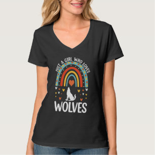 Just A Girl Who Loves Wolves Retro Wolf   Girl Vin T-Shirt