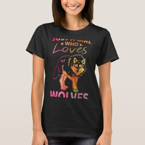 Just A Girl Who Loves Wolves Shirt Watercolor Wolf
