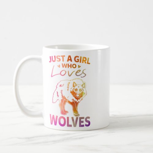 Just A Girl Who Loves Wolves Shirt Watercolor Wolf Coffee Mug