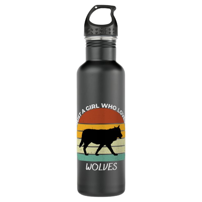Just a girl who loves wolves stainless steel water bottle (Front)