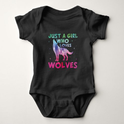 Just A Girl Who Loves Wolves Watercolor Baby Bodysuit