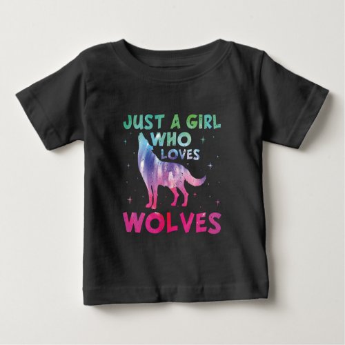 Just A Girl Who Loves Wolves Watercolor Baby T_Shirt