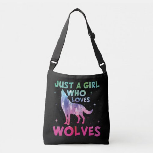 Just A Girl Who Loves Wolves Watercolor Crossbody Bag