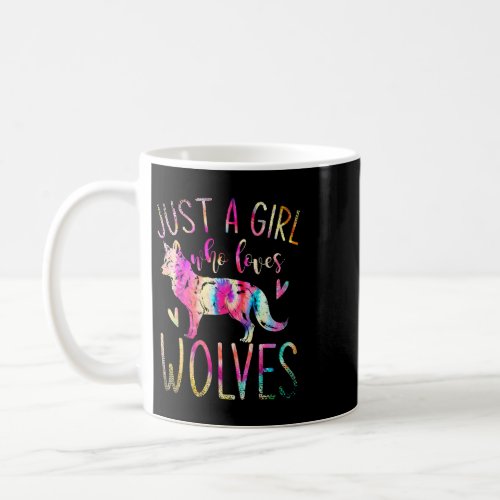 just a girl who loves wolves watercolor cute wolf  coffee mug