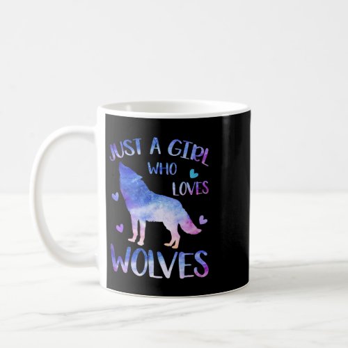 Just A Girl Who Loves Wolves Watercolor Cute Wolf  Coffee Mug