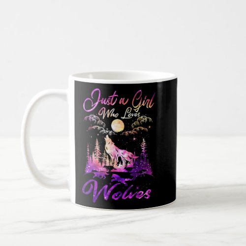 Just a Girl Who Loves Wolves Watercolor Cute Wolf  Coffee Mug