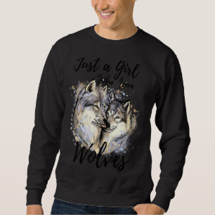 Just A Girl Who Loves Wolves Watercolor Cute Wolf Sweatshirt