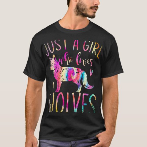 just a girl who loves wolves watercolor cute wolf  T_Shirt