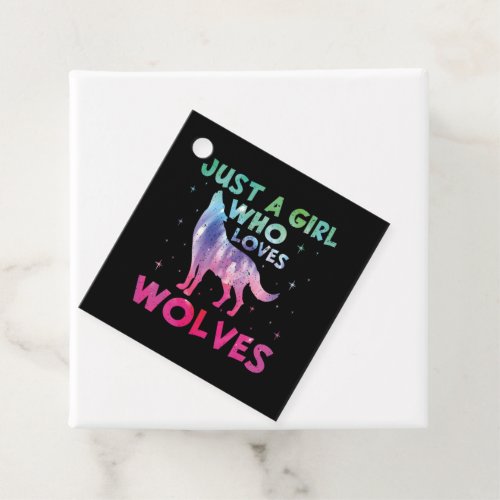 Just A Girl Who Loves Wolves Watercolor Favor Tags
