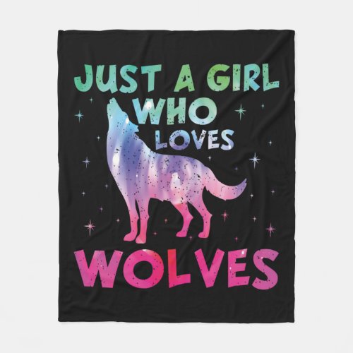 Just A Girl Who Loves Wolves Watercolor Fleece Blanket