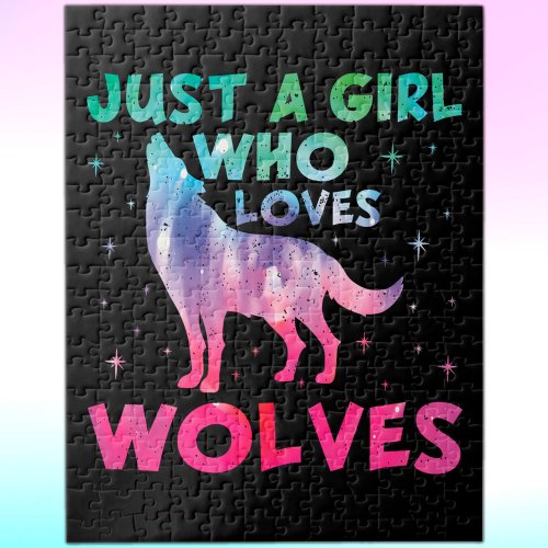 Just A Girl Who Loves Wolves Watercolor Jigsaw Puzzle