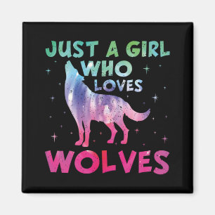 Just A Girl Who Loves Wolves Watercolor Magnet